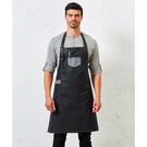 Premier Division Waxed-Look Denim Bib Apron With Faux Leather